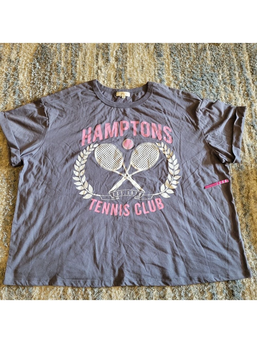 NWT Ultra Flirt Gray and Pink Hamptons Tennis Club Tee SIZE 2X